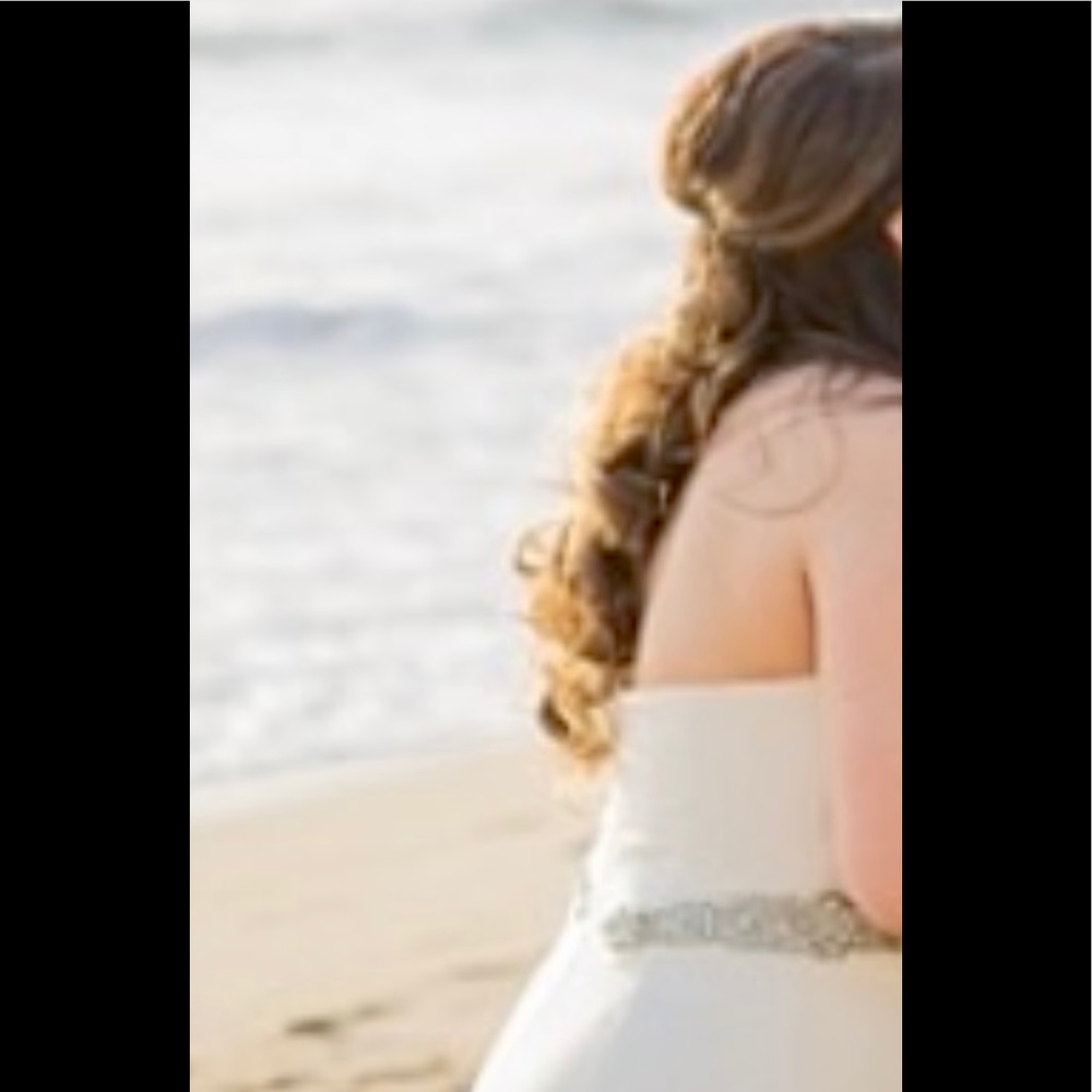 Nicole Miller Wedding Dress with sewn in crystal belt. Style is Dakota. - Picture 3 of 8